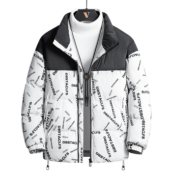 Vyrinė medvilnė užpildyta striukė su užtrauktuku, stovinti apykaklė, be gobtuvo, Vinylon audinys