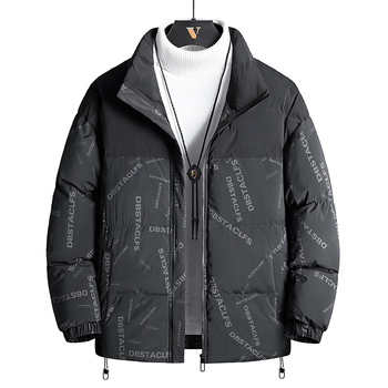 Vyrinė medvilnė užpildyta striukė su užtrauktuku, stovinti apykaklė, be gobtuvo, Vinylon audinys