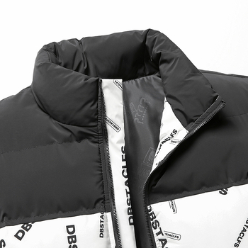 Vyrinė medvilnė užpildyta striukė su užtrauktuku, stovinti apykaklė, be gobtuvo, Vinylon audinys