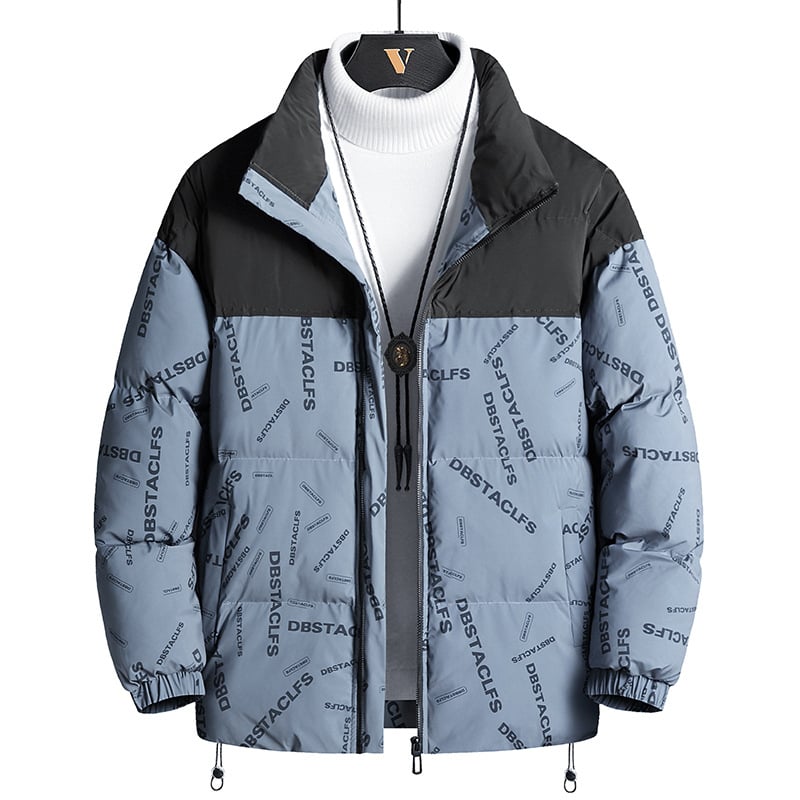 Vyrinė medvilnė užpildyta striukė su užtrauktuku, stovinti apykaklė, be gobtuvo, Vinylon audinys