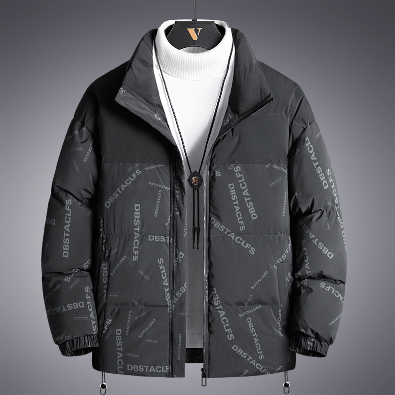 Vyrinė medvilnė užpildyta striukė su užtrauktuku, stovinti apykaklė, be gobtuvo, Vinylon audinys