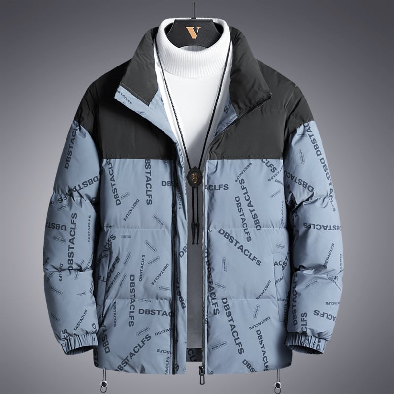 Vyrinė medvilnė užpildyta striukė su užtrauktuku, stovinti apykaklė, be gobtuvo, Vinylon audinys