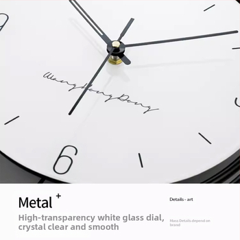 Μοντέρνο μεταλλικό ρολόι τοίχου YH323 με καντράν από οργανικό γυαλί, αναλογικό, τροφοδοσία με μπαταρίες, κίνηση με απαλό sweep, για σαλόνι, υπνοδωμάτιο, μελέτη, γραφείο