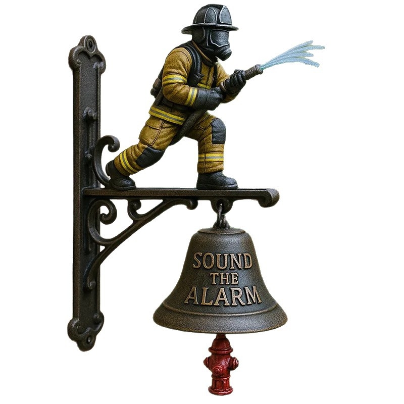Μεταλλικό κουδούνι πόρτας με θέμα τον Πυροσβέστη, αιωρούμενο διακοσμητικό