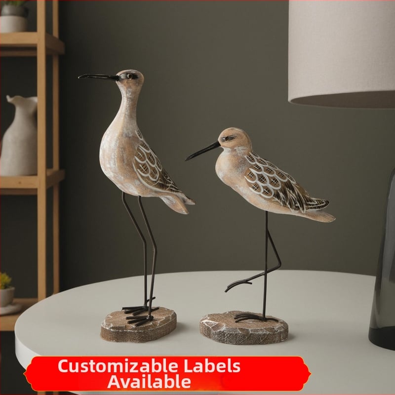 Настолен декоративен елемент: морска птица от масивно дърво – Медитерански стил, полирана дървена изработка, полу-ручна и полу-механична обработка