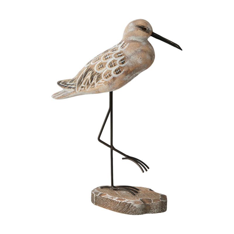 Настолен декоративен елемент: морска птица от масивно дърво – Медитерански стил, полирана дървена изработка, полу-ручна и полу-механична обработка