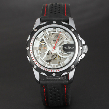 Mechanikus karóra vz25 Seagull mozgással; tok ötvözet; szilikon szíj; világidő, naptár