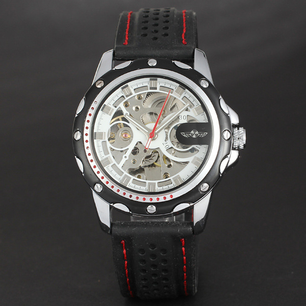 Механичен часовник със движение vz25 Seagull; корпус от сплав; силиконов каишка; Световно време, календар