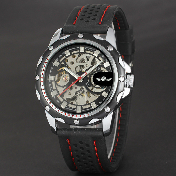 Mechanikus karóra vz25 Seagull mozgással; tok ötvözet; szilikon szíj; világidő, naptár