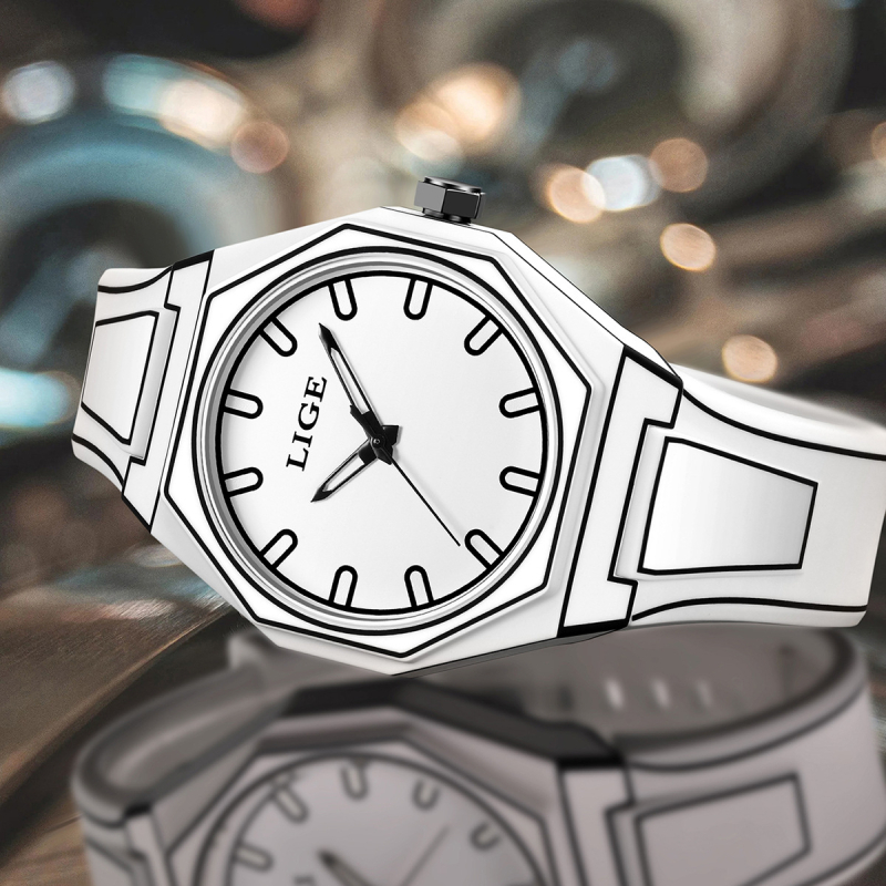 LIGE LG89171 Ρολόι Quartz – Αναλογική οθόνη, Αδιάβροχο μέχρι 30 m, Πλαστικό περίβλημα, Ιμάντας σιλικόνης, Σπειροειδής κορώνα