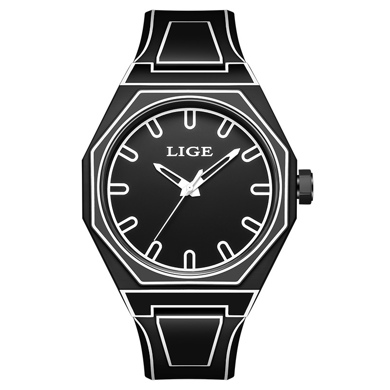 LIGE LG89171 Ρολόι Quartz – Αναλογική οθόνη, Αδιάβροχο μέχρι 30 m, Πλαστικό περίβλημα, Ιμάντας σιλικόνης, Σπειροειδής κορώνα