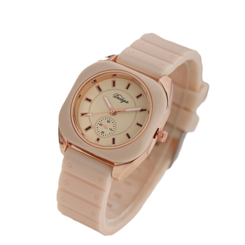 Γυναικείο ρολόι quartz με σιλικόνη, κυκλικός καντράν, κίνηση Zhongsheng