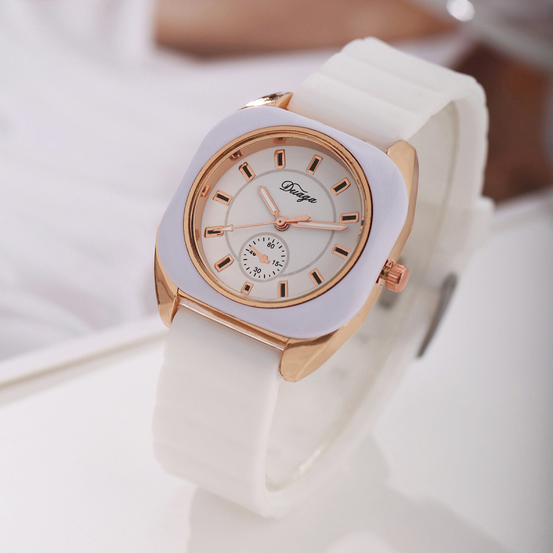 Γυναικείο ρολόι quartz με σιλικόνη, κυκλικός καντράν, κίνηση Zhongsheng