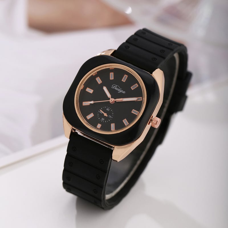 Γυναικείο ρολόι quartz με σιλικόνη, κυκλικός καντράν, κίνηση Zhongsheng