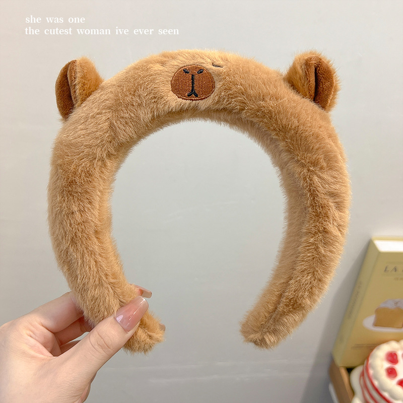 Traka za glavu s pliš kapibarom, crtani stil, ručna izrada, Shengluo brend, Yiwu podrijetlo, unisex