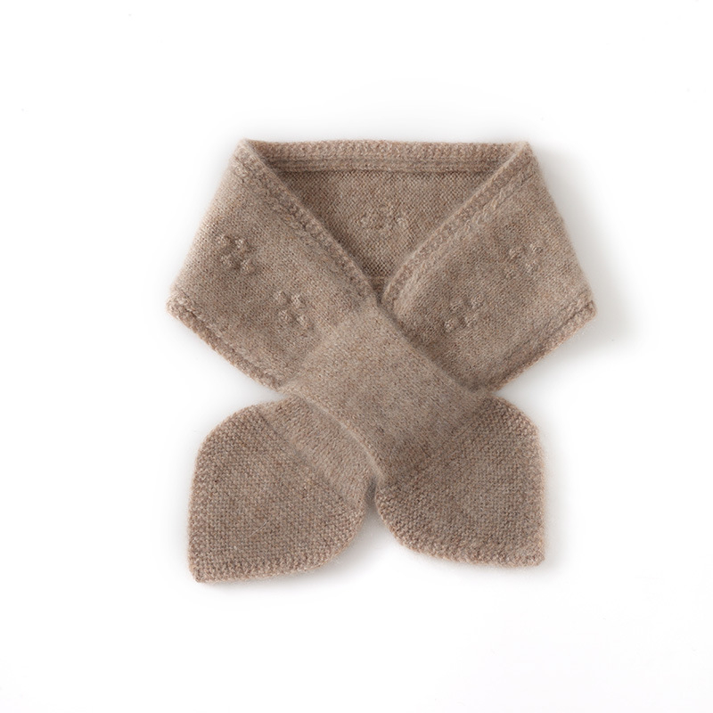 Кашмирен шал за врата – 100% кашмир, право плетиво, топъл, зима, марка Fibeirou