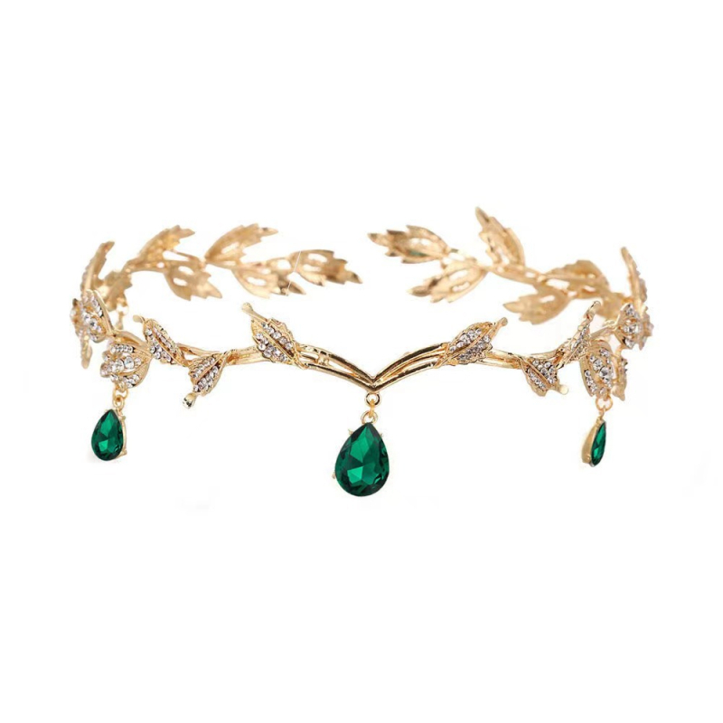 Vestuvių diadema su kristalais, antakių pakabukas ir elfų ausų komplektas – metalas, pusiau rankinis apdirbimas