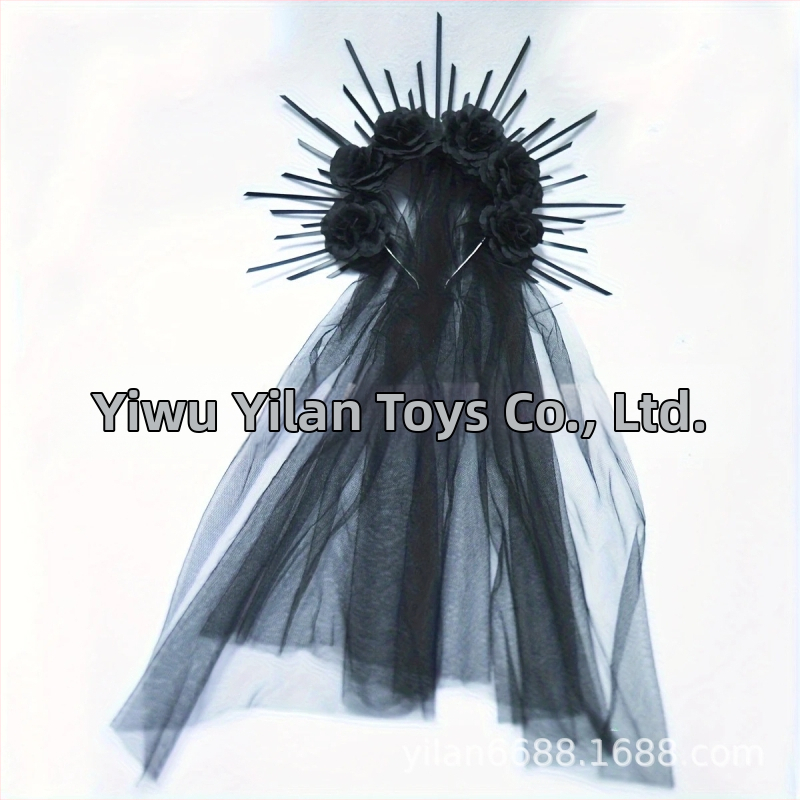 HOWAWAY Gotička crna ruža kruna za glavu — najlon, ručno izrađeno, književno retro stil, pokrivalo za glavu ženama