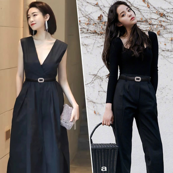 Ženski tanak kožni kaiš od dvostruke kože, kopča od legure, zatvaranje na pin, širina ispod 2 cm, proljetni model 2025