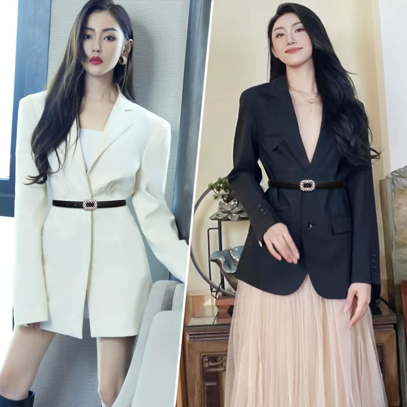 Ženski tanak kožni kaiš od dvostruke kože, kopča od legure, zatvaranje na pin, širina ispod 2 cm, proljetni model 2025