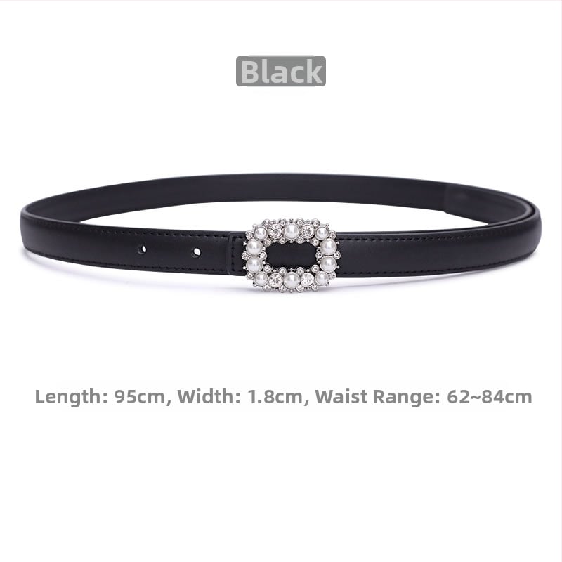 Ženski tanak kožni kaiš od dvostruke kože, kopča od legure, zatvaranje na pin, širina ispod 2 cm, proljetni model 2025