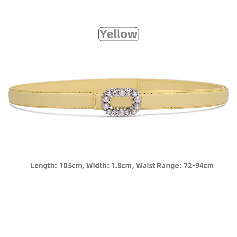 Ženski tanak kožni kaiš od dvostruke kože, kopča od legure, zatvaranje na pin, širina ispod 2 cm, proljetni model 2025