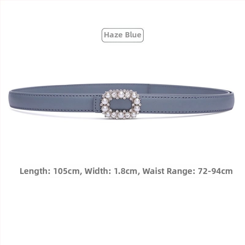 Ženski tanak kožni kaiš od dvostruke kože, kopča od legure, zatvaranje na pin, širina ispod 2 cm, proljetni model 2025