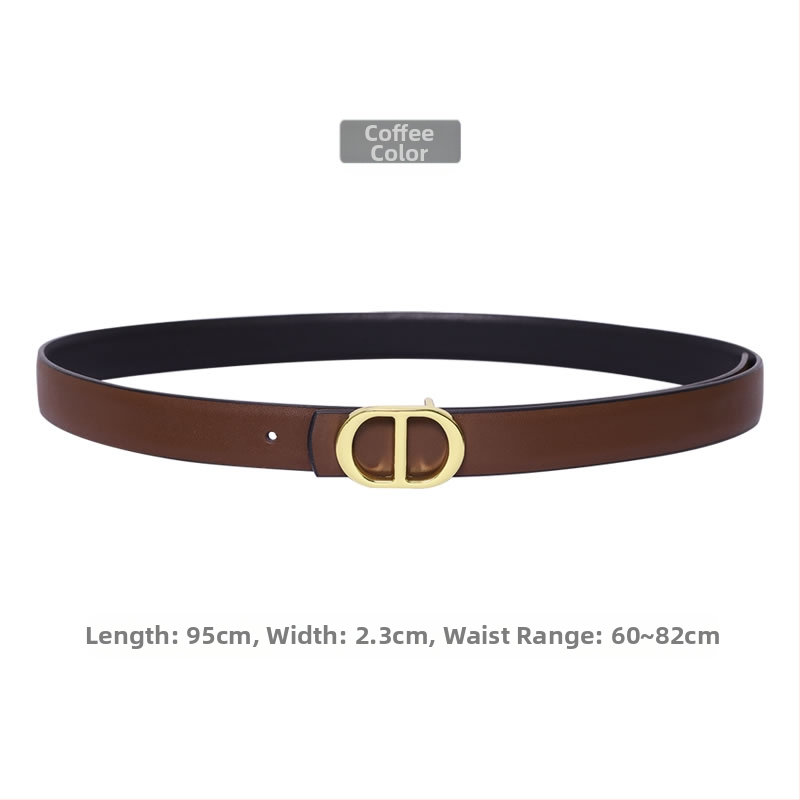 Ženski tanak kožni kaiš od dvostruke kože, kopča od legure, zatvaranje na pin, širina ispod 2 cm, proljetni model 2025