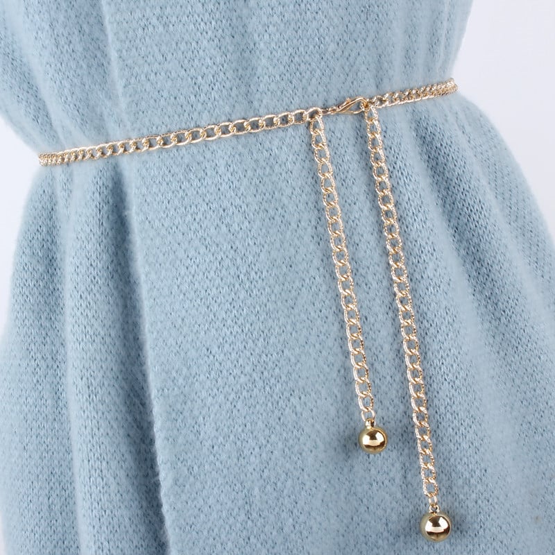 Ženski metalni pojas-lanac za struk s kopčom od legure, tanak dizajn, proljeće 2025