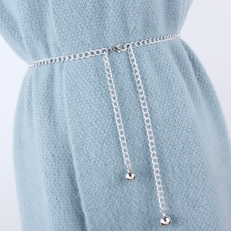 Ženski metalni pojas-lanac za struk s kopčom od legure, tanak dizajn, proljeće 2025