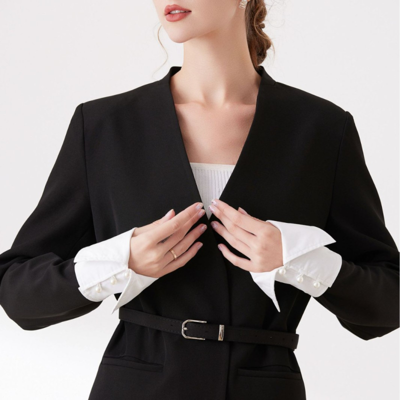 Βαμβακερές μανσέτες καρπού με διακοσμητικές ψεύτικες μανσέτες για επαγγελματικό ντύσιμο