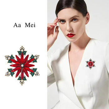 Καρφίτσα με χιονονιφάδα από κρύσταλλα – vintage ευρωπαϊκό–αμερικάνικο χριστουγεννιάτικο σχέδιο, κράμα ψευδαργύρου με ένθετο κρύσταλλο, γυναικείο μόδας αξεσουάρ