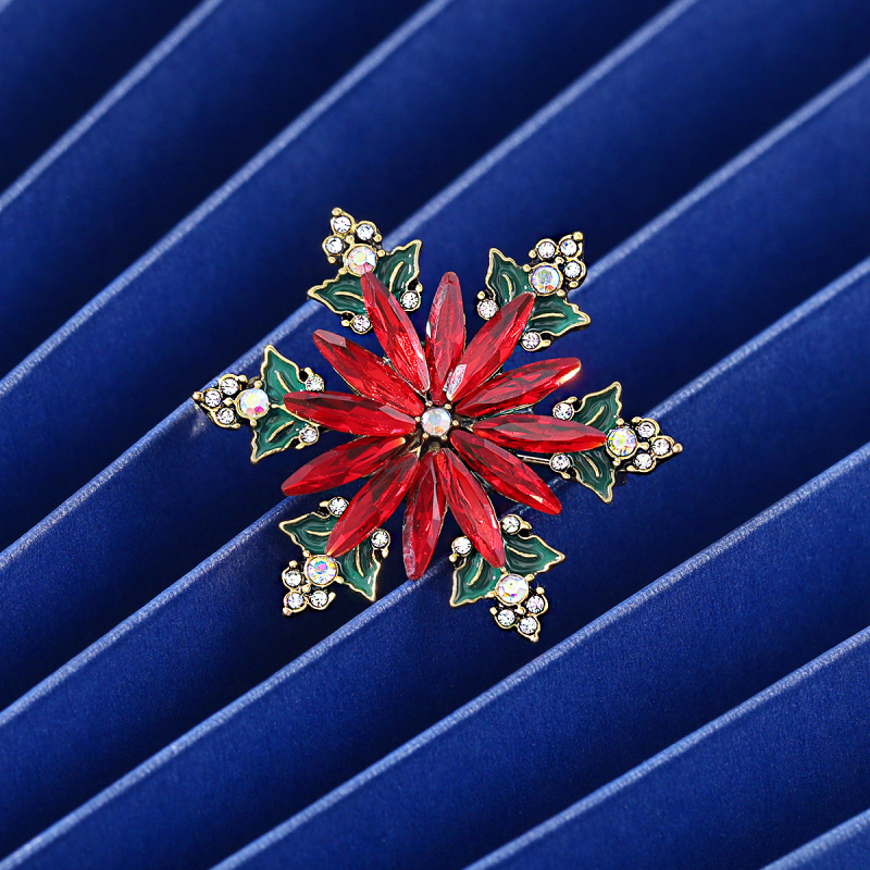 Καρφίτσα με χιονονιφάδα από κρύσταλλα – vintage ευρωπαϊκό–αμερικάνικο χριστουγεννιάτικο σχέδιο, κράμα ψευδαργύρου με ένθετο κρύσταλλο, γυναικείο μόδας αξεσουάρ