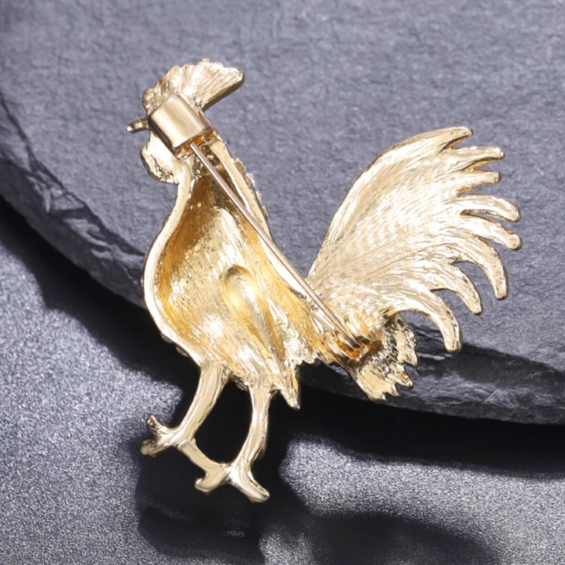 Βιντάζ καρφίτσα με ζώδιο Πετεινός και διαμαντο-εντοιχισμένο – unisex, κράμα, ηλεκτροπλατίωση
