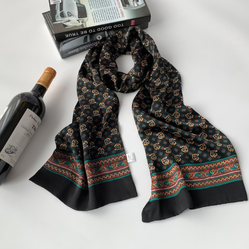 Мъжки шал от Mulberry коприна – Hangzhou произход, средна дължина, есен 2023, стил за градско делово ежедневие