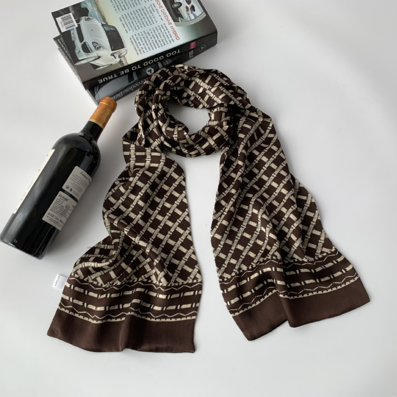 Мъжки шал от Mulberry коприна – Hangzhou произход, средна дължина, есен 2023, стил за градско делово ежедневие