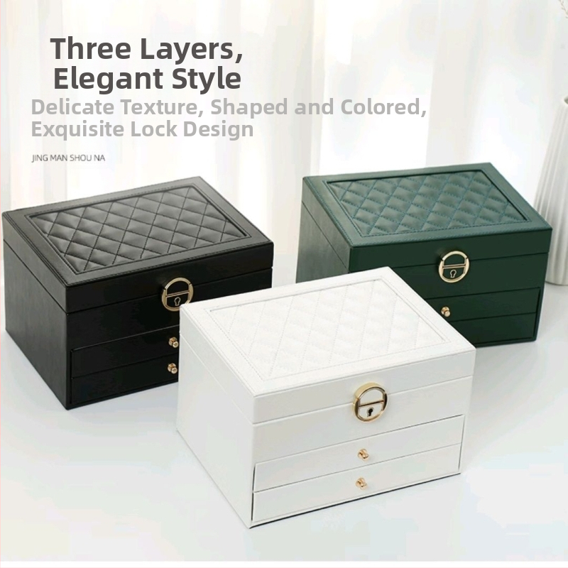 Šperkovnica s trojvrstvovým dizajnom z kompozitných materiálov na uloženie šperkov