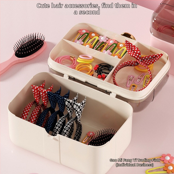 Διόροφο κουτί αποθήκευσης αξεσουάρ μαλλιών για παιδιά, 18L, πλαστικό, μοντέλο xy0512