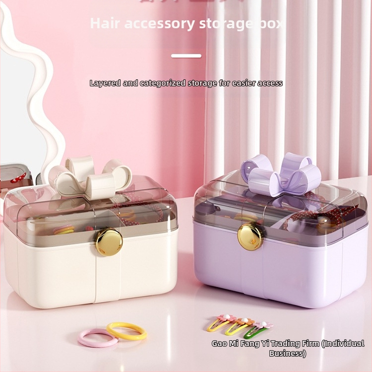 Dviejų aukštų plaukų aksesuarų saugojimo dėžutė vaikams, 18L, plastikas, modelis xy0512