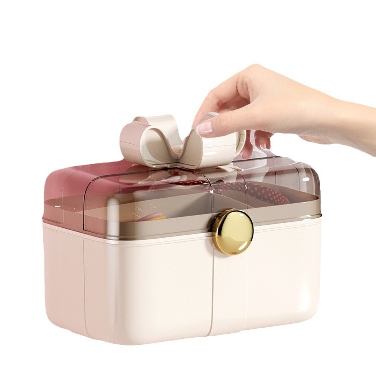 Dviejų aukštų plaukų aksesuarų saugojimo dėžutė vaikams, 18L, plastikas, modelis xy0512