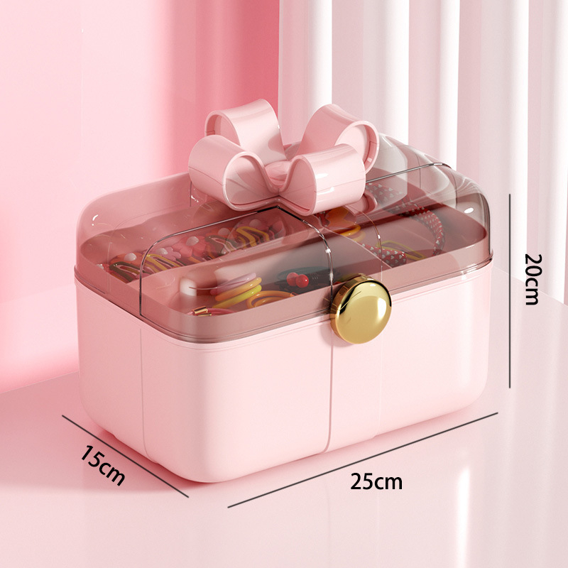 Dviejų aukštų plaukų aksesuarų saugojimo dėžutė vaikams, 18L, plastikas, modelis xy0512