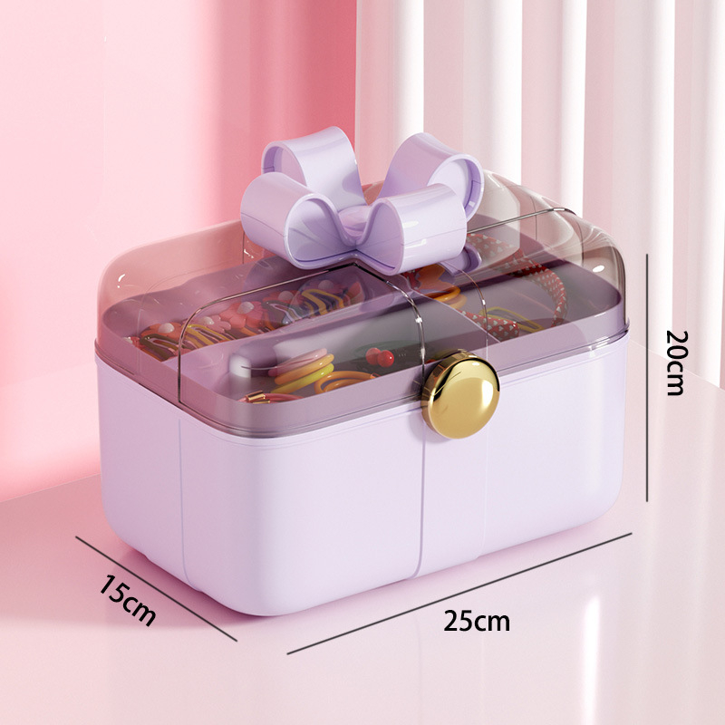 Dviejų aukštų plaukų aksesuarų saugojimo dėžutė vaikams, 18L, plastikas, modelis xy0512