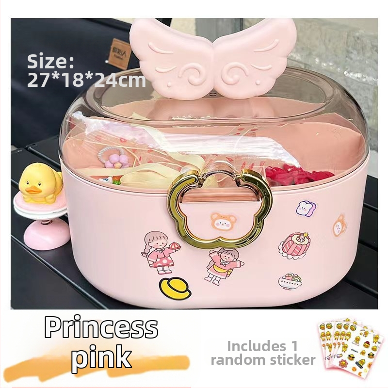 Dviejų aukštų plaukų aksesuarų saugojimo dėžutė vaikams, 18L, plastikas, modelis xy0512