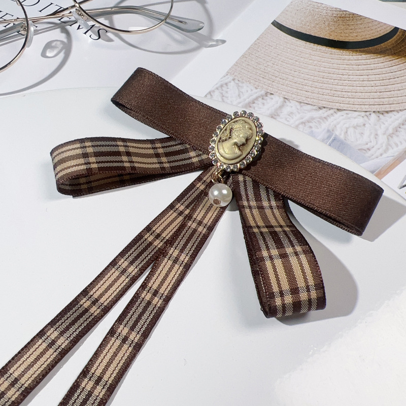 Broš od legure, karirani uzorak, retro jacquard, za žene