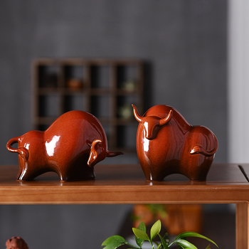 Κεραμική φιγούρα ταύρου σε κινεζικό στυλ, πορσελάνη μονοχρωματικής εμαγιέ; κατηγορία: ζώα; συσκευασία: απλή