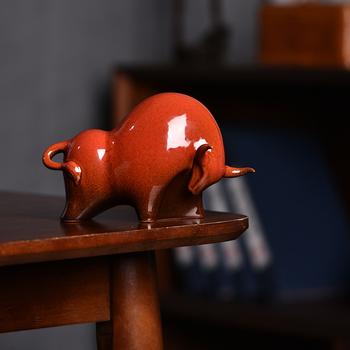 Κεραμική φιγούρα ταύρου σε κινεζικό στυλ, πορσελάνη μονοχρωματικής εμαγιέ; κατηγορία: ζώα; συσκευασία: απλή