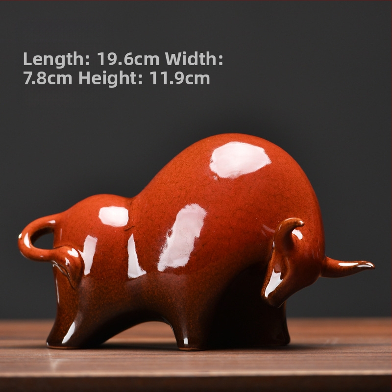 Κεραμική φιγούρα ταύρου σε κινεζικό στυλ, πορσελάνη μονοχρωματικής εμαγιέ; κατηγορία: ζώα; συσκευασία: απλή