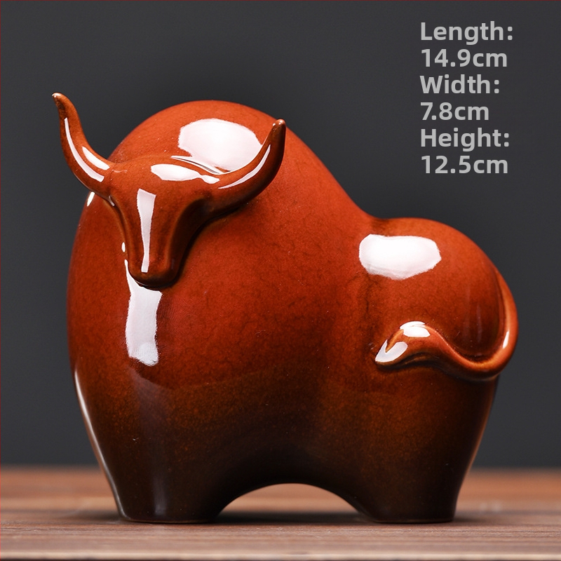 Κεραμική φιγούρα ταύρου σε κινεζικό στυλ, πορσελάνη μονοχρωματικής εμαγιέ; κατηγορία: ζώα; συσκευασία: απλή