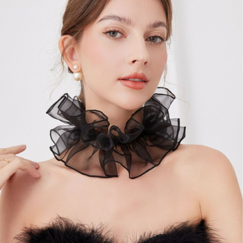 Органза фалшива яка за жени, полиестерна материя, подплата полиестер, обиколка 41 см, ширина 11 см