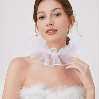 Органза фалшива яка за жени, полиестерна материя, подплата полиестер, обиколка 41 см, ширина 11 см